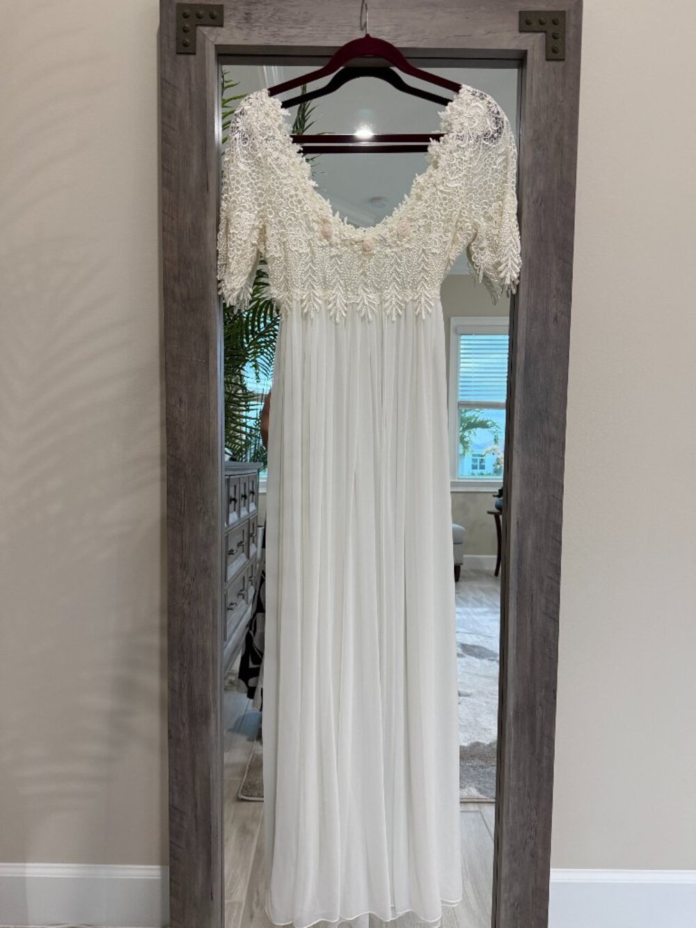 NWOT Vintage Ivory Bridal Peignoir Set Lace Nightgown M
